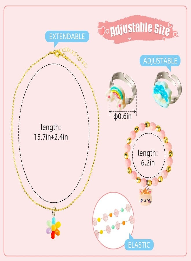 BeAndge Little Girl Jewelry Set, Princess Jewelry for Toddler Girls 4-6 3-5, Gifts for 5 Year Old Girls Toys, Kids Play Necklaces Rings Bracelets 6-8, Mermaid Costume Dress Up Jewelry 3 4 6 7 + Childrens Gift - Image 4